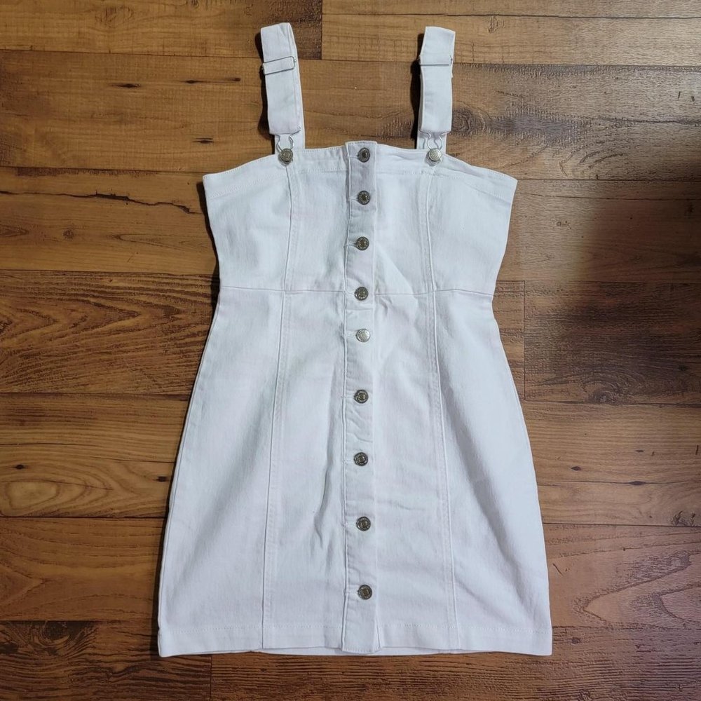 Forever 21 White Denim Button Up Dress - Size M